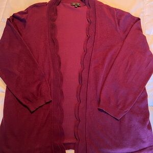 Lilly Pulitzer Scalloped-Trim Open Cardigan in Plum